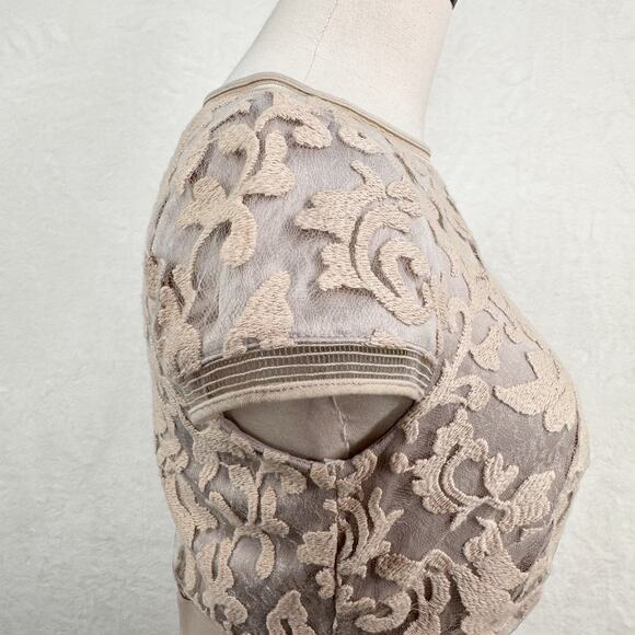 NWT Tadashi Shoji Lace Horsewire Dress Beige Boat Neck Wedding Cocktail Size 6 - Picture 5 of 16